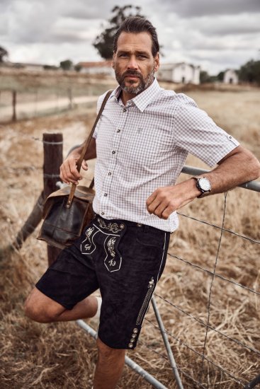 JP1880 Modern Fit Check Print Short Sleeve Shirt Grey - Skjorter - Skjorter til store mænd 2XL- 8XL