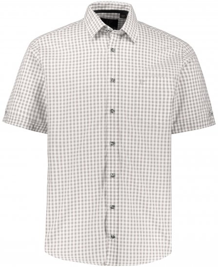 JP1880 Modern Fit Check Print Short Sleeve Shirt Grey - Skjorter - Skjorter til store mænd 2XL- 8XL