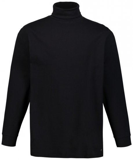 JP1880 723303 Langærmet bluse med rullekrave Sort - Trøjer og hættetrøjer - Trøjer og Hættetrøjer i store størrelser - 2XL-14XL