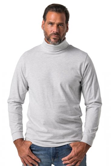JP1880 723303 Langærmet bluse med rullekrave Naturmeleret TALL - TALL T-shirts - Lange T-shirts Mænd