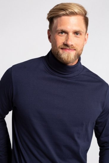 JP1880 723303 Langærmet bluse med rullekrave Mørkeblå - Trøjer og hættetrøjer - Trøjer og Hættetrøjer i store størrelser - 2XL-14XL