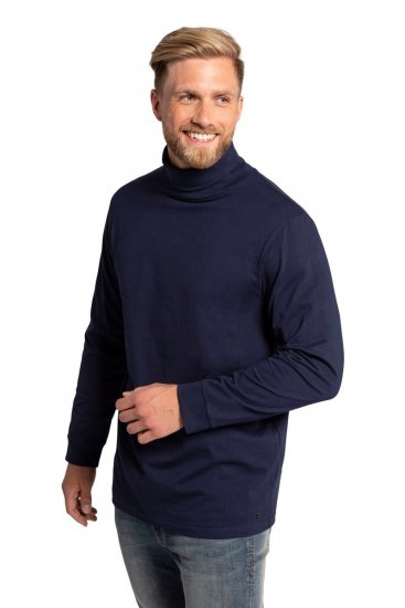 JP1880 723303 Langærmet bluse med rullekrave Mørkeblå - Trøjer og hættetrøjer - Trøjer og Hættetrøjer i store størrelser - 2XL-14XL