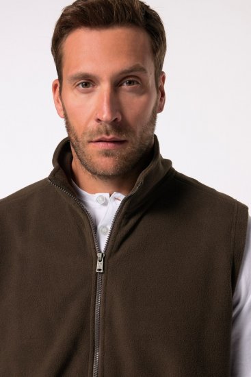 JP1880 Fleece Vest Stand-up Collar Brown - Jakker - Jakker i store størrelser, 2XL- 12XL