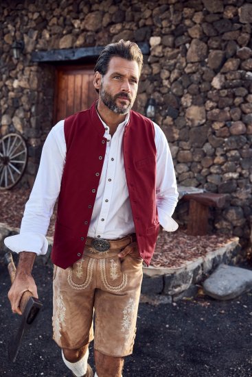 JP1880 Premium Goat Suede Staghorn Embroidery Shorts Leather Brown - Shorts - Shorts i store størrelser - W40-W60