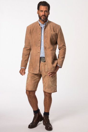 JP1880 Premium Goat Suede Staghorn Embroidery Shorts Leather Brown - JP1880 - JP1880 Store Herrestørrelser