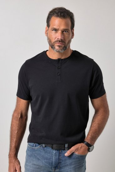 JP1880 726695 Henley-shirt Sort TALL - TALL T-shirts - Lange T-shirts Mænd