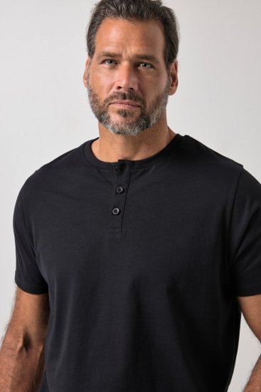 JP1880 726695 Henley-shirt Sort TALL - TALL T-shirts - Lange T-shirts Mænd