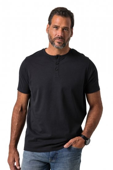 JP1880 726695 Henley-shirt Sort TALL - TALL T-shirts - Lange T-shirts Mænd