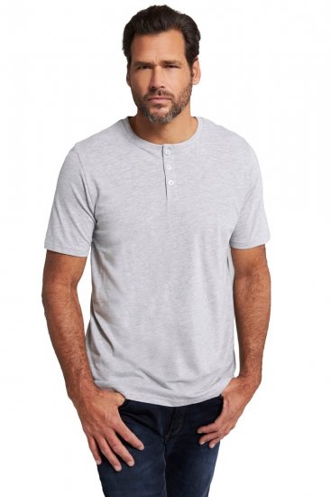 JP1880 726695 Henley-shirt Gråmeleret - T-shirts - T-shirts i store størrelser - 2XL-14XL