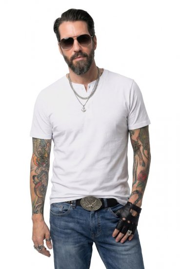 JP1880 726695 Henley-shirt Hvid - T-shirts - T-shirts i store størrelser - 2XL-14XL
