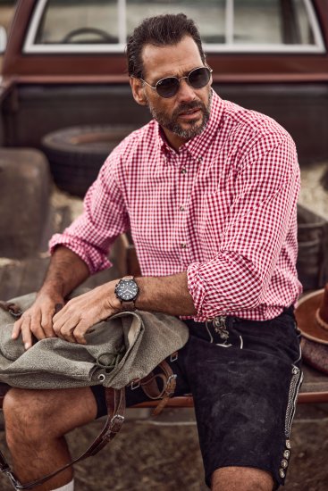 JP1880 Modern Fit Button-Down Collar Long Sleeve Check Shirt Light Red - Skjorter - Skjorter til store mænd 2XL- 8XL