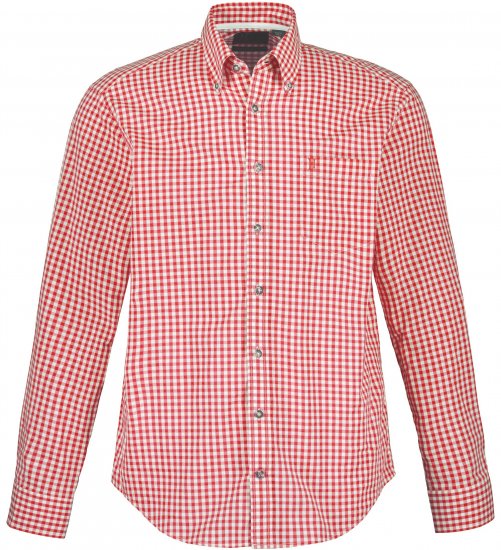JP1880 Modern Fit Button-Down Collar Long Sleeve Check Shirt Light Red - Skjorter - Skjorter til store mænd 2XL- 8XL