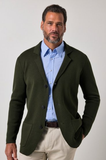 JP1880 Milano Flexnamic Strikket blazer Mørk oliven - Habitter og blazere - Habitter og jakkesæt i store størrelser