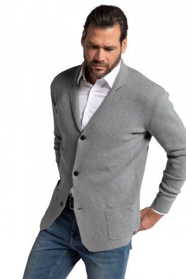 JP1880 Milano Flexnamic Strikket blazer Gråmeleret - Habitter og blazere - Habitter og jakkesæt i store størrelser