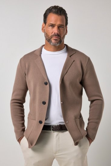 JP1880 Milano Flexnamic Strikket blazer Nøddebrun - Habitter og blazere - Habitter og jakkesæt i store størrelser