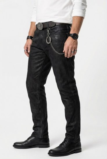 JP1880 Leather Pants Regular Fit Buffalo Nubuck Dark Brown - Jeans og bukser - Herrejeans og bukser i store størrelser W40-W70