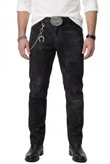 JP1880 Leather Pants Regular Fit Buffalo Nubuck Dark Brown - Jeans og bukser - Herrejeans og bukser i store størrelser W40-W70