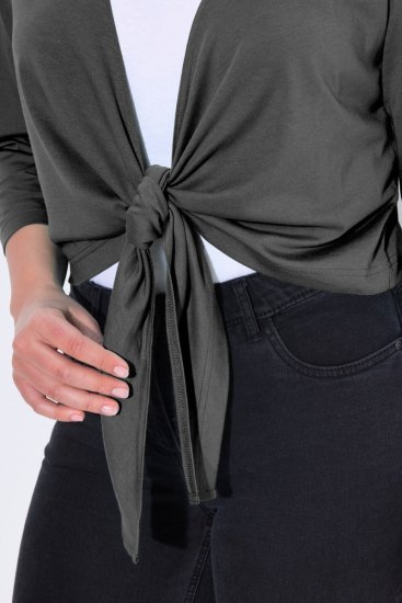 Ulla Popken 794514 Jerseybolero med bindebånd Antracit - Boleroer - 