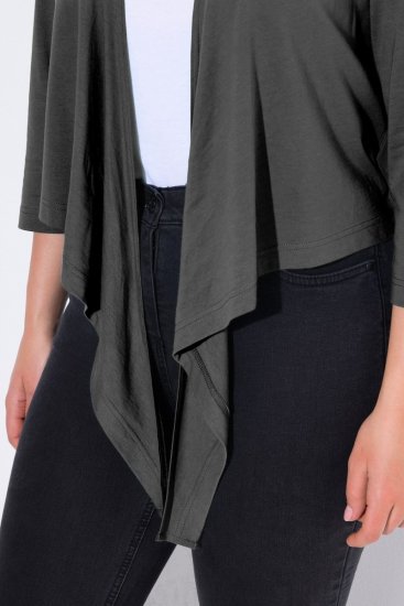Ulla Popken 794514 Jerseybolero med bindebånd Antracit - Boleroer - 