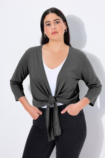 Ulla Popken 794514 Jerseybolero med bindebånd Antracit - Boleroer - 