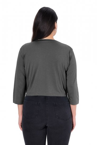 Ulla Popken 794514 Jerseybolero med bindebånd Antracit - Boleroer - 