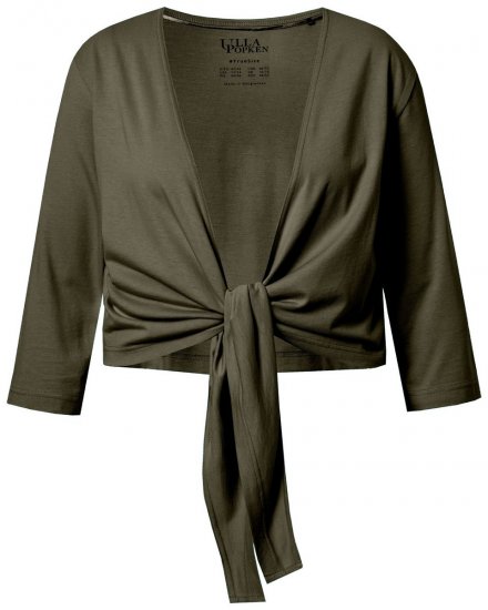 Ulla Popken 794514 Jerseybolero med bindebånd Mørkegrøn - Boleroer - 