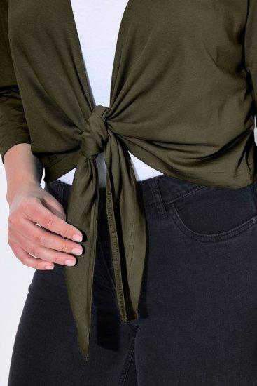 Ulla Popken 794514 Jerseybolero med bindebånd Mørkegrøn - Boleroer - 