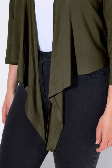 Ulla Popken 794514 Jerseybolero med bindebånd Mørkegrøn - Boleroer - 
