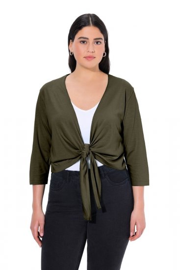 Ulla Popken 794514 Jerseybolero med bindebånd Mørkegrøn - Boleroer - 