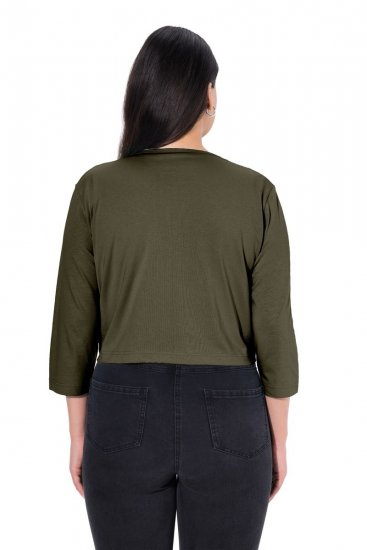 Ulla Popken 794514 Jerseybolero med bindebånd Mørkegrøn - Boleroer - 