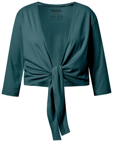 Ulla Popken 794514 Jerseybolero med bindebånd Petrol - Boleroer - 
