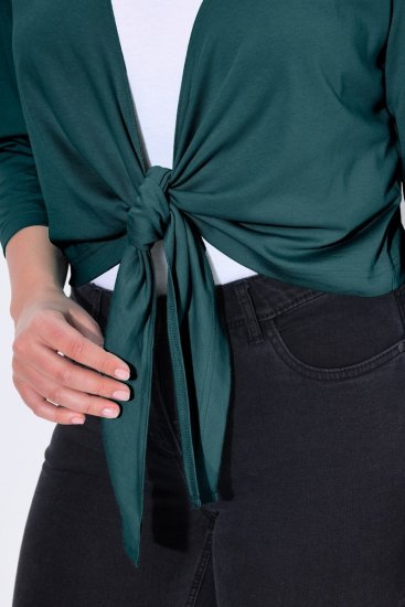 Ulla Popken 794514 Jerseybolero med bindebånd Petrol - Boleroer - 