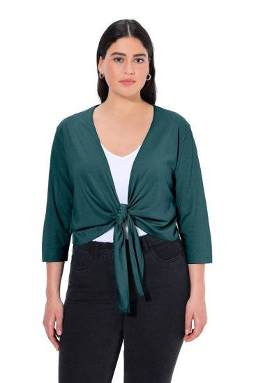 Ulla Popken 794514 Jerseybolero med bindebånd Petrol - Boleroer - 