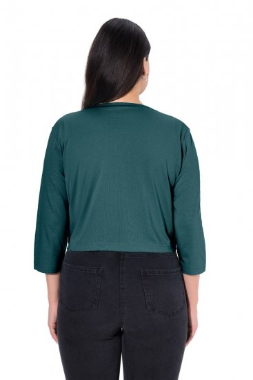 Ulla Popken 794514 Jerseybolero med bindebånd Petrol - Boleroer - 