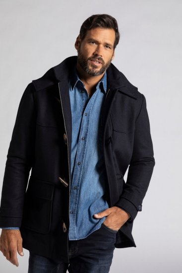 JP1880 Duffle Coat Water Repellent with Detachable Hood Navy - Jakker - Jakker i store størrelser, 2XL- 12XL