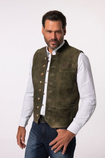 JP1880 Finest Goat Suede Traditional Vest Dark Brown - Trachten & Oktoberfest - Oktoberfest tøj i store størrelser (Trachten)