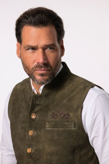 JP1880 Finest Goat Suede Traditional Vest Dark Brown - Trachten & Oktoberfest - Oktoberfest tøj i store størrelser (Trachten)