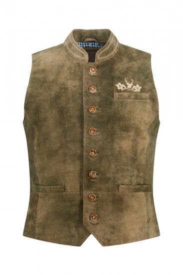 JP1880 Vest Goat Suede Traditional Moss Green - Trachten & Oktoberfest - Oktoberfest tøj i store størrelser (Trachten)