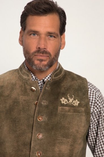 JP1880 Vest Goat Suede Traditional Moss Green - Trachten & Oktoberfest - Oktoberfest tøj i store størrelser (Trachten)