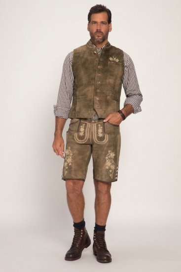 JP1880 Vest Goat Suede Traditional Moss Green - Trachten & Oktoberfest - Oktoberfest tøj i store størrelser (Trachten)