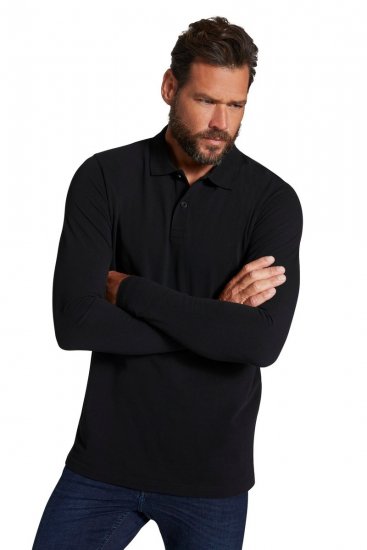 JP1880 799230 Langærmet poloshirt Sort - Polotrøjer - Polotrøjer 2XL-8XL