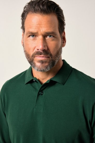 JP1880 Polo Shirt Long Sleeve Pique Dark Green - Polotrøjer - Polotrøjer 2XL-8XL