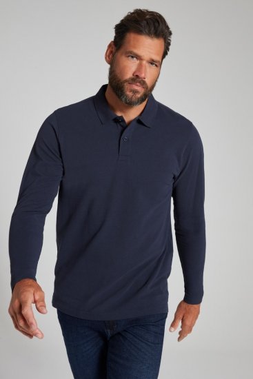 JP1880 799230 Langærmet poloshirt Mørkeblå - Polotrøjer - Polotrøjer 2XL-8XL