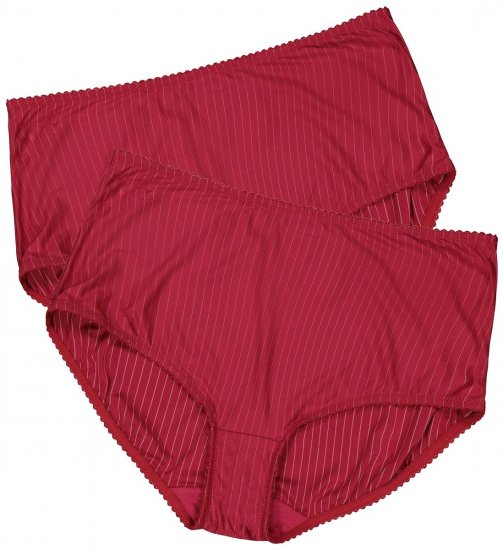 Ulla Popken 800279 Stribede trusser 2-pak Vinrød - Trusser - 