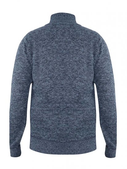 D555 Wilmington Zipper And Button Neck Sweater Blue - Trøjer og hættetrøjer - Trøjer og Hættetrøjer i store størrelser - 2XL-14XL