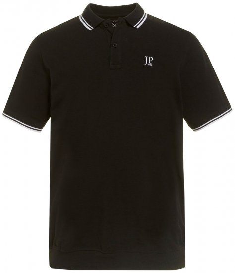 JP1880 802789 Poloshirt med hvid kontrastkrave Sort - Polotrøjer - Polotrøjer 2XL-8XL