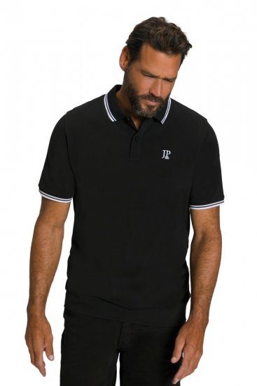 JP1880 802789 Poloshirt med hvid kontrastkrave Sort - Polotrøjer - Polotrøjer 2XL-8XL