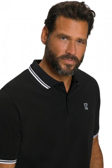 JP1880 802789 Poloshirt med hvid kontrastkrave Sort - Polotrøjer - Polotrøjer 2XL-8XL