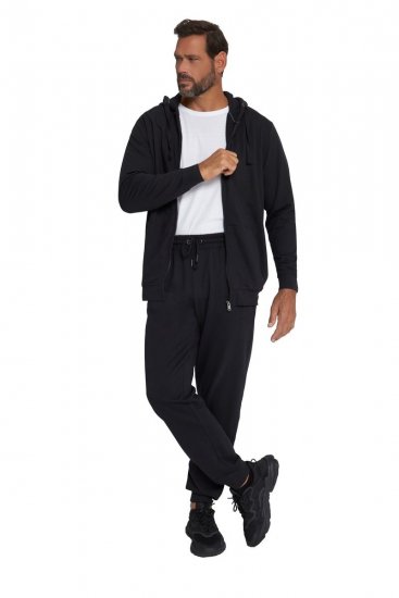 JP1880 802934 Sweatsæt med hættejakke og bukser Sort - Tracksuits - Tracksuits i store størrelser til mænd