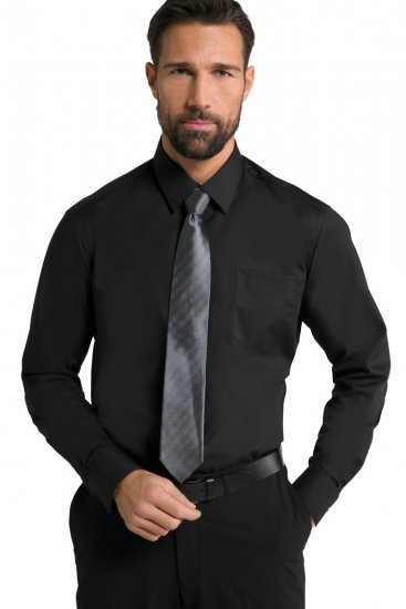 JP1880 Shirt Business Kent Collar Long Sleeve Black TALL - HERRETØJ MT-6XLT - Tøj til høje mænd